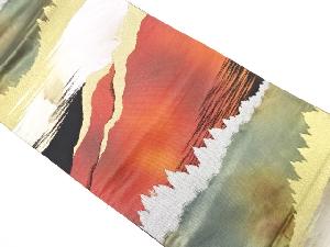 アンティーク　遠山に樹木模様織り出し袋帯（着用可）